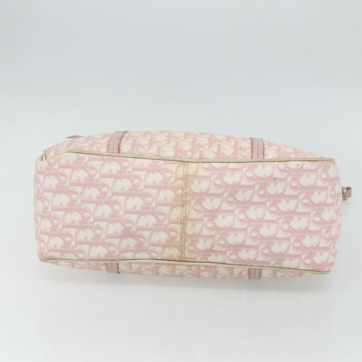 Christian Dior Trotter Canvas Romantic Tote Bag PVC Pink Silver Auth SW986