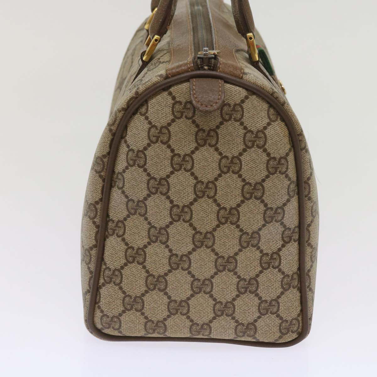 GUCCI GG Supreme Web Sherry Line Boston Bag PVC Beige Red 58 02 007 Auth tb1042