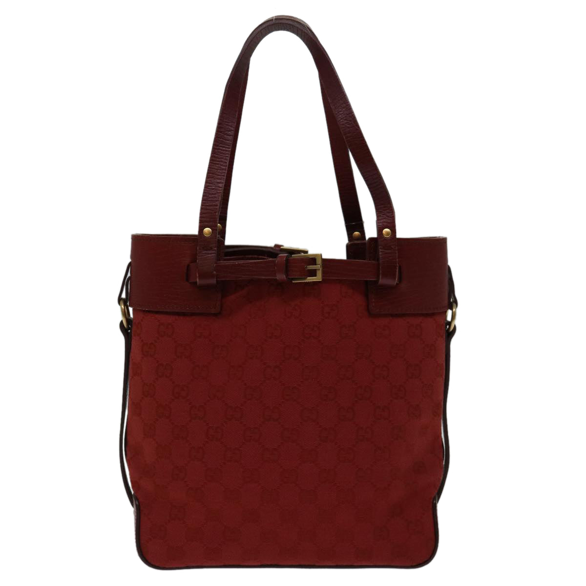 GUCCI GG Canvas Shoulder Bag Red 107757 Auth tb1046