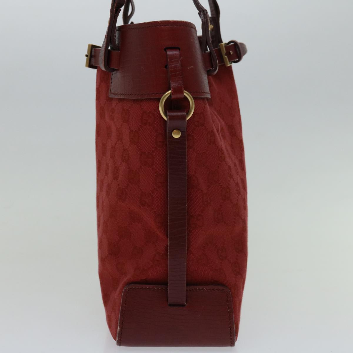 GUCCI GG Canvas Shoulder Bag Red 107757 Auth tb1046