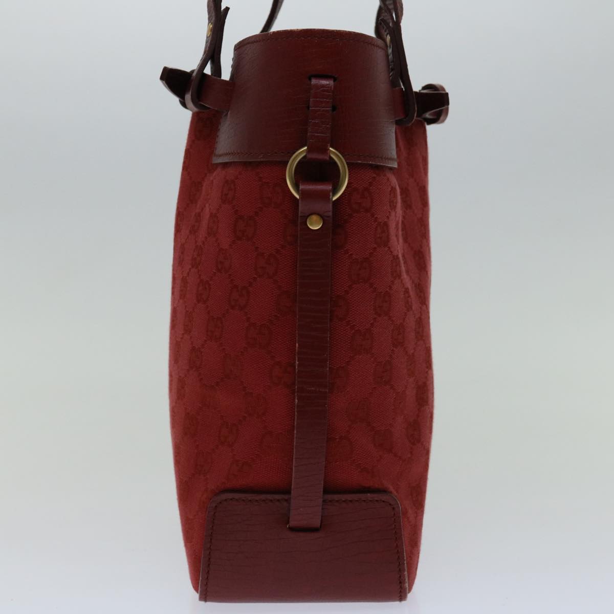 GUCCI GG Canvas Shoulder Bag Red 107757 Auth tb1046