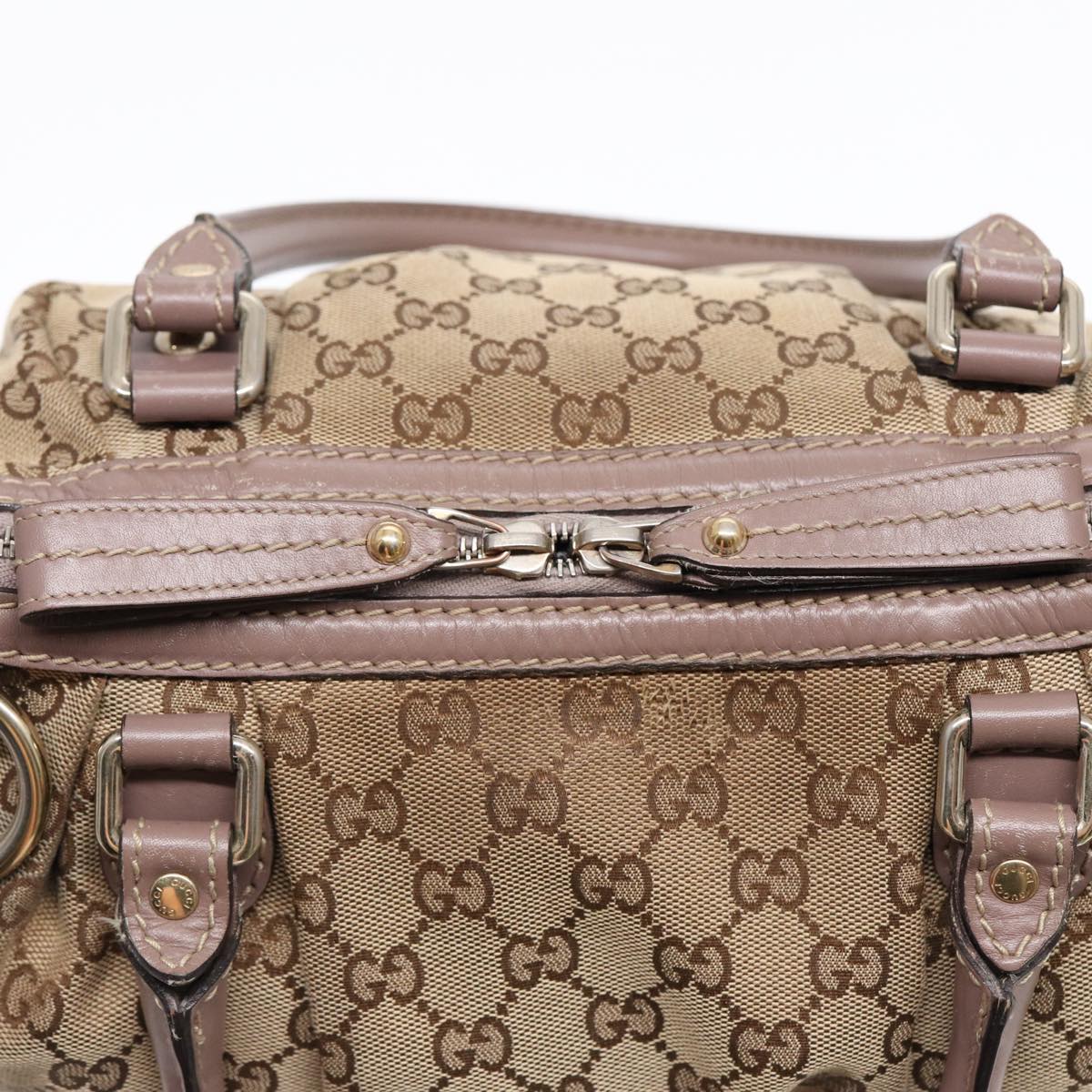 GUCCI GG Canvas Hand Bag 2way Beige Gold Auth tb1123