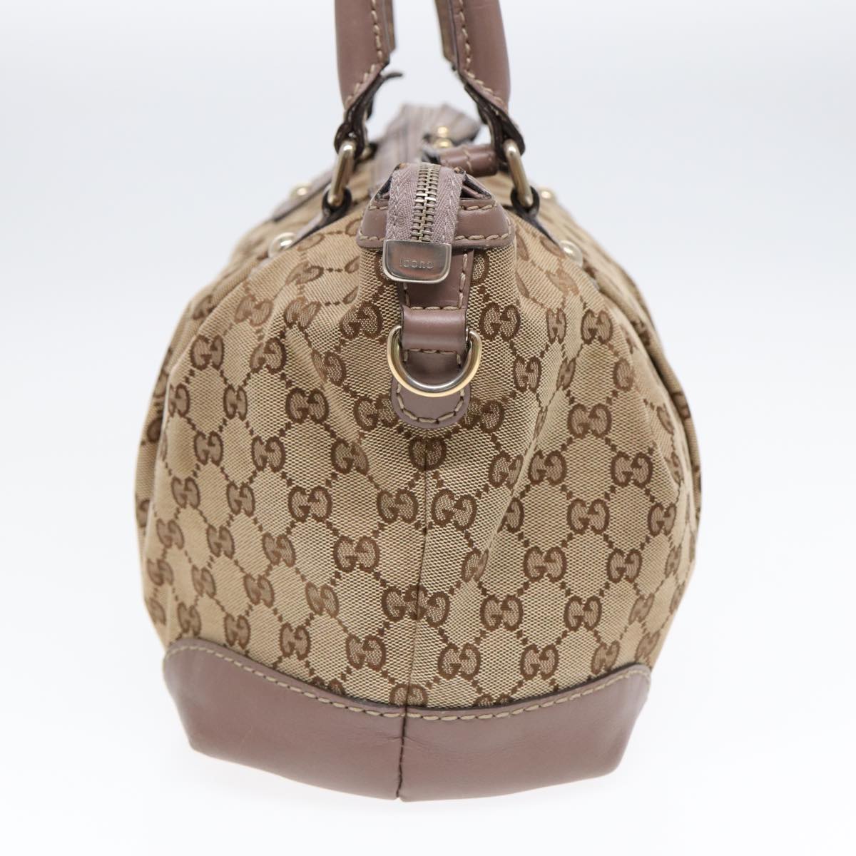 GUCCI GG Canvas Hand Bag 2way Beige Gold Auth tb1123