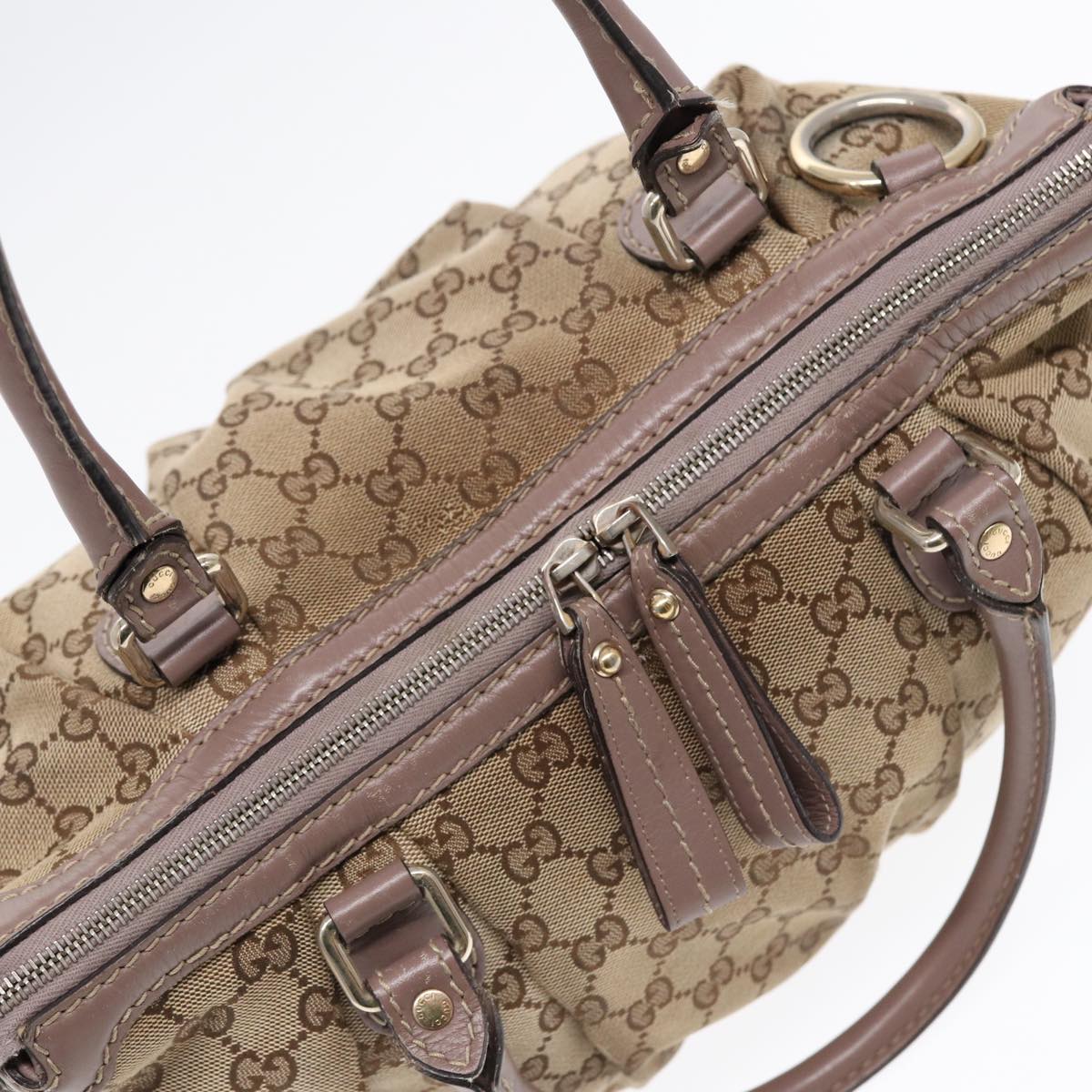 GUCCI GG Canvas Hand Bag 2way Beige Gold Auth tb1123