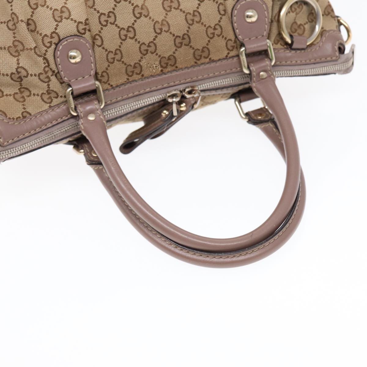 GUCCI GG Canvas Hand Bag 2way Beige Gold Auth tb1123