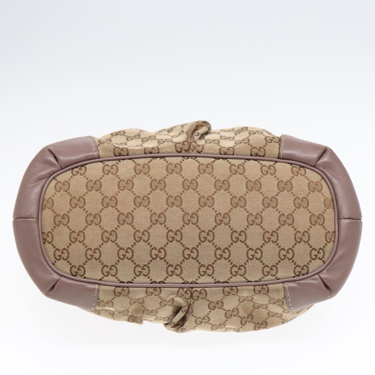 GUCCI GG Canvas Hand Bag 2way Beige Gold Auth tb1123