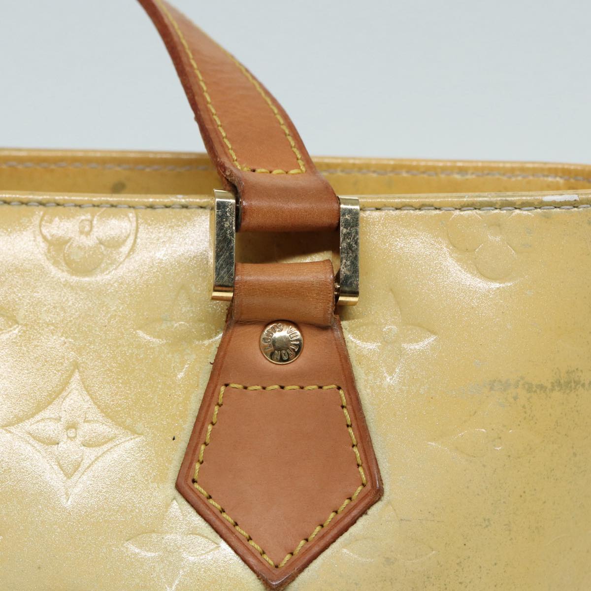 LOUIS VUITTON Monogram Vernis Houston Hand Bag Gris M91053 LV Auth tb1146