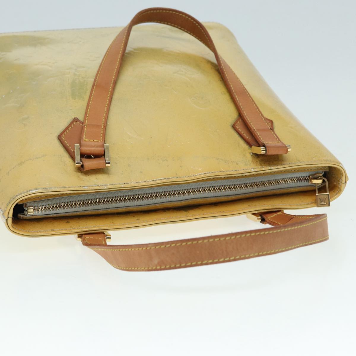 LOUIS VUITTON Monogram Vernis Houston Hand Bag Gris M91053 LV Auth tb1146