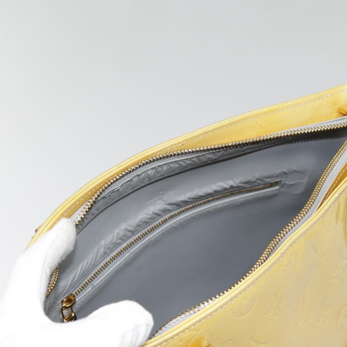 LOUIS VUITTON Monogram Vernis Houston Hand Bag Gris M91053 LV Auth tb1165