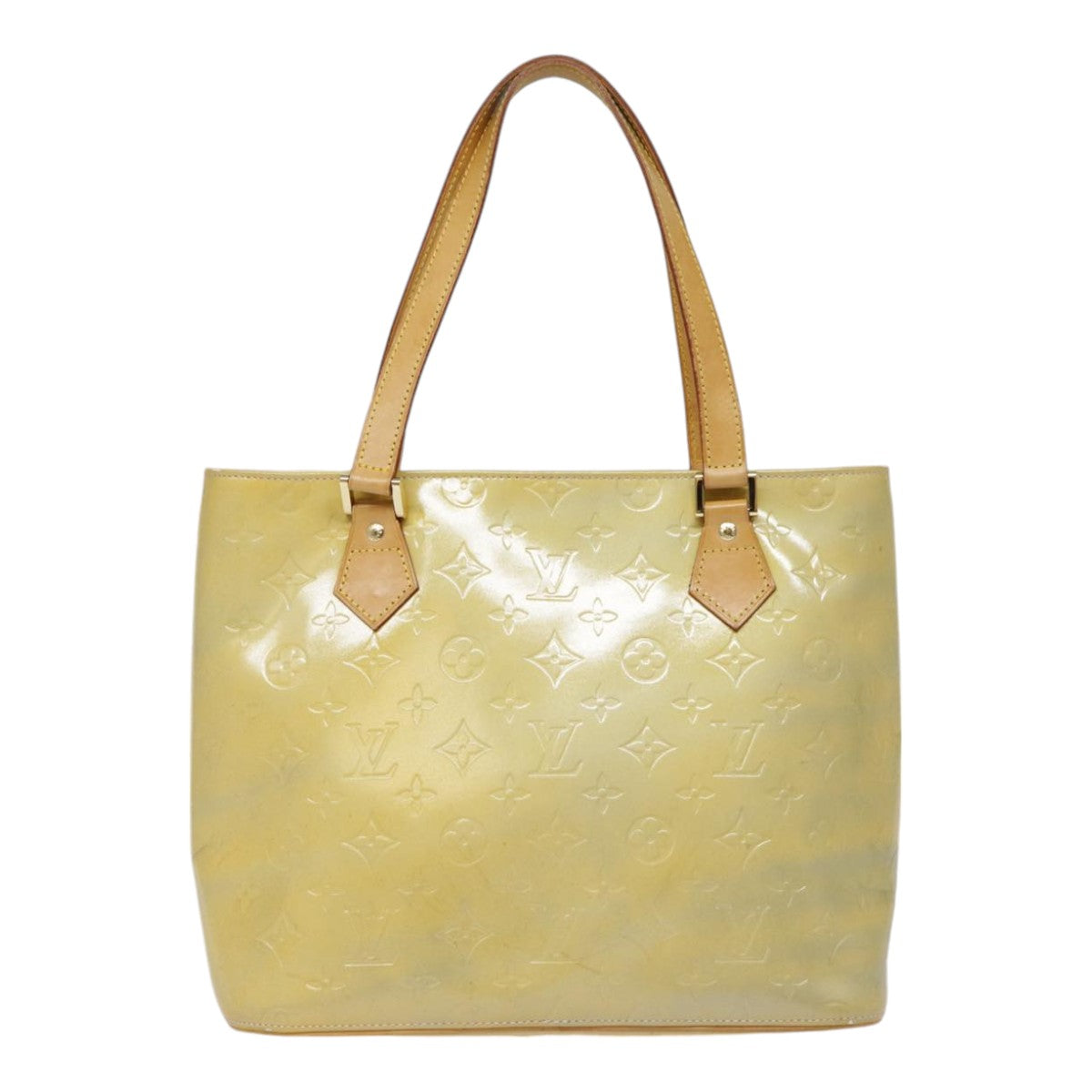 LOUIS VUITTON Monogram Vernis Houston Hand Bag Gris M91053 LV Auth tb1165