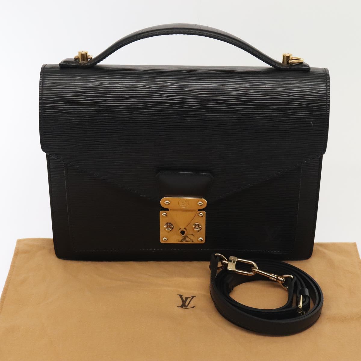 LOUIS VUITTON Epi Monceau 28 Hand Bag Black M52122 LV Auth tb1181