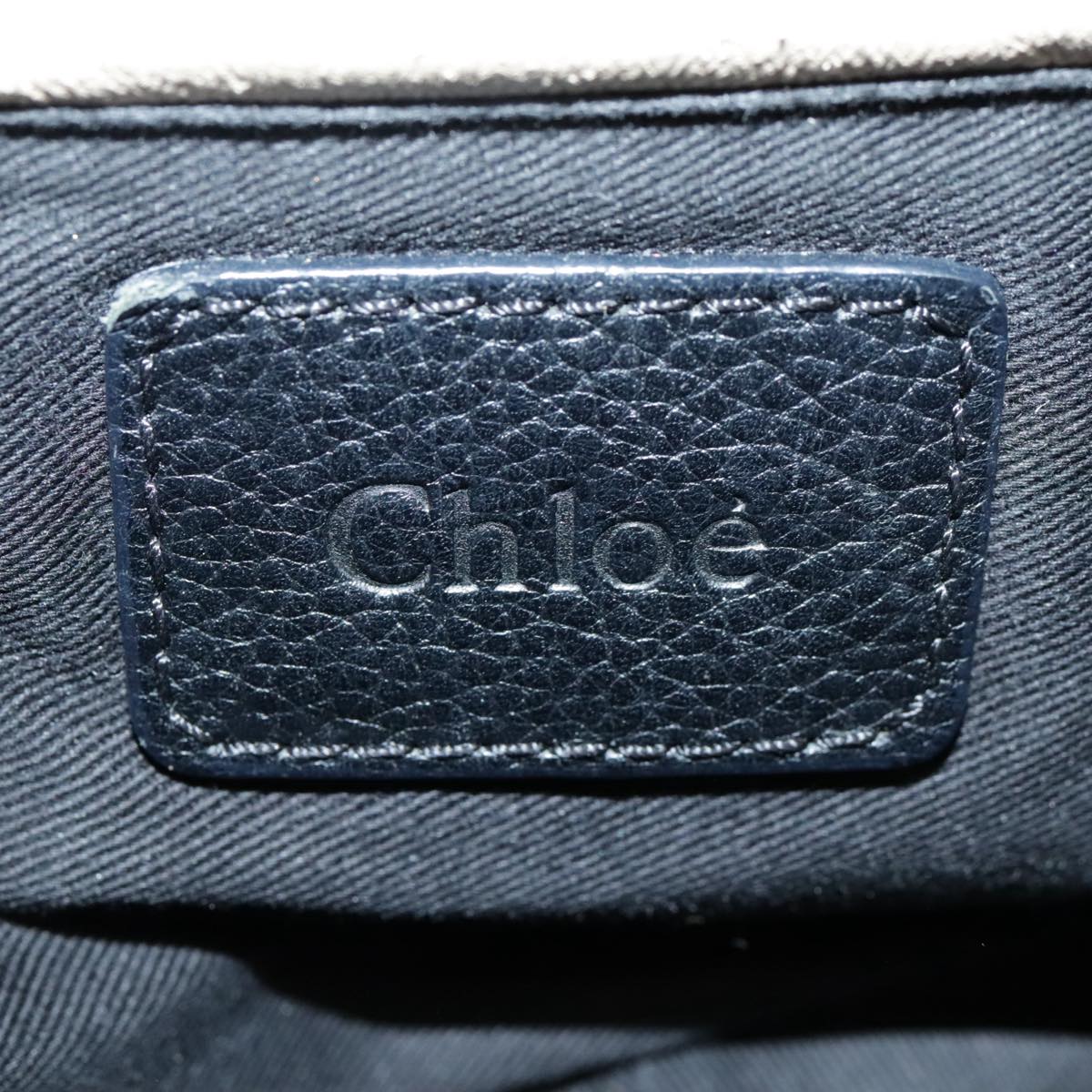 Chloe Paraty Hand Bag Leather 2way Black Gold Auth tb1211