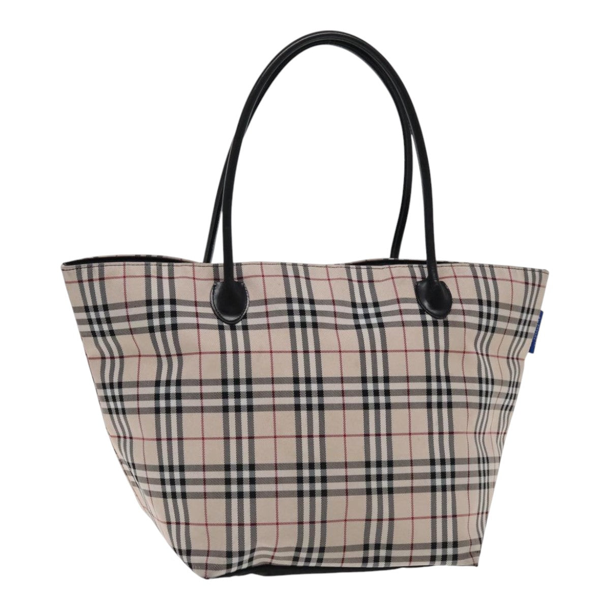 BURBERRY Nova Check Blue Label Tote Bag Nylon Beige Auth tb1239