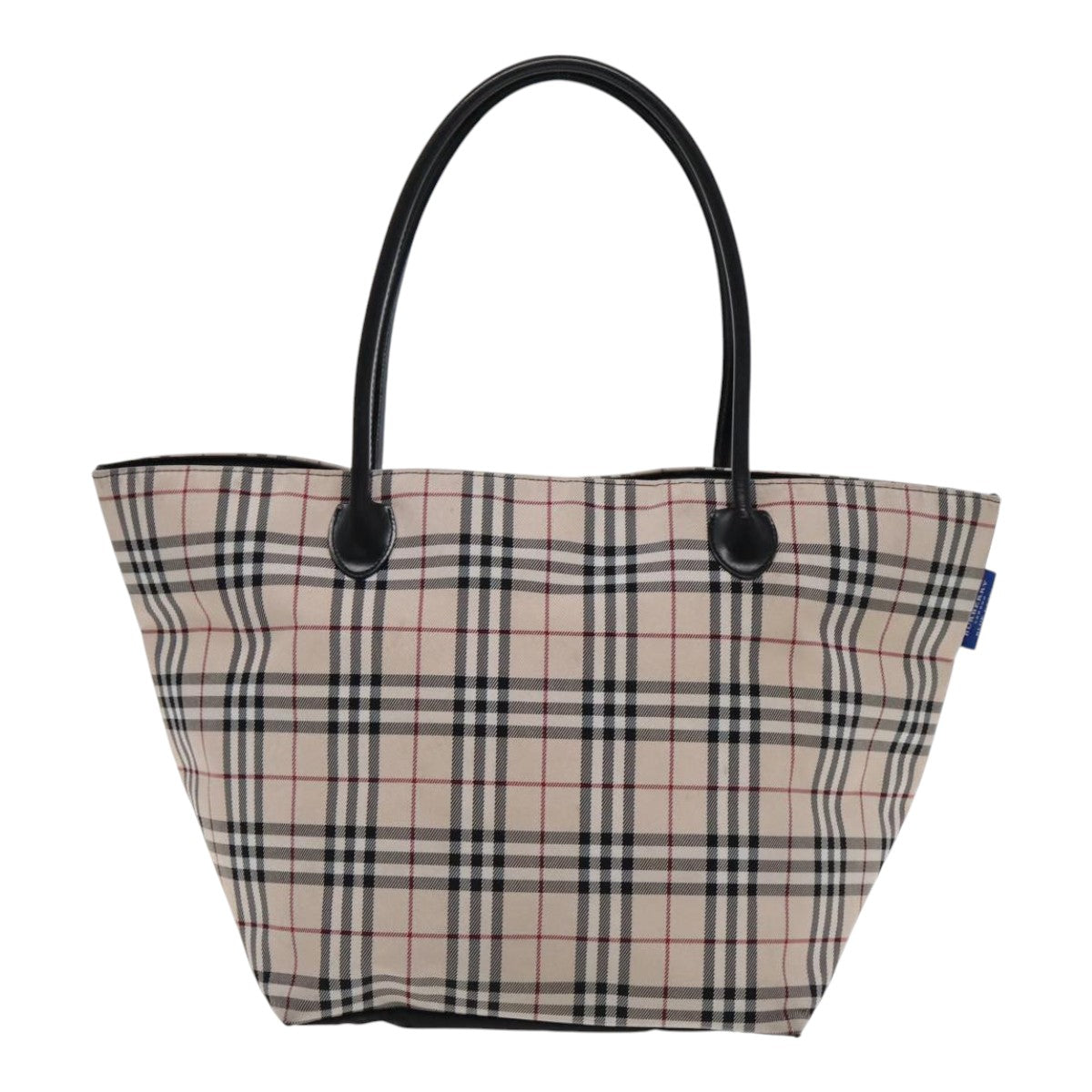 BURBERRY Nova Check Blue Label Tote Bag Nylon Beige Auth tb1239