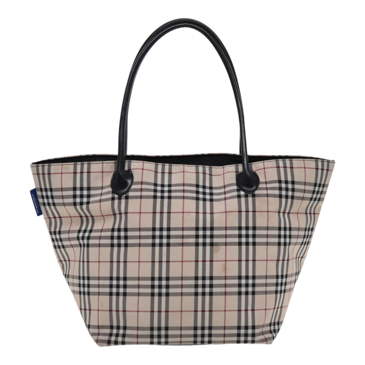 BURBERRY Nova Check Blue Label Tote Bag Nylon Beige Auth tb1239