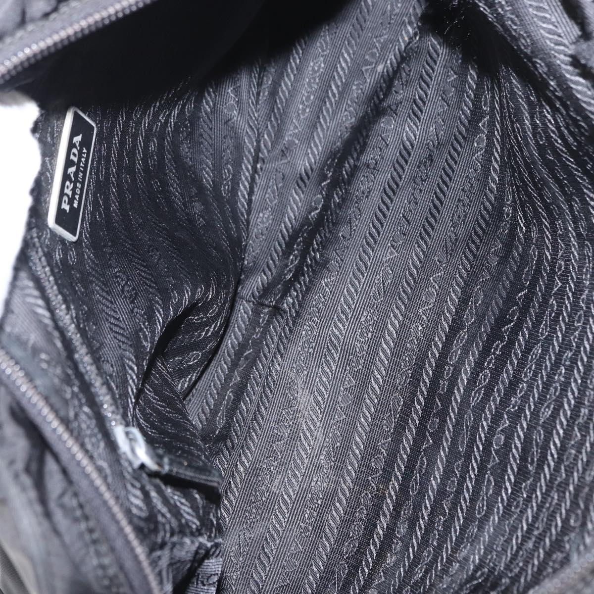 PRADA Shoulder Bag Nylon Black Silver Auth tb1252