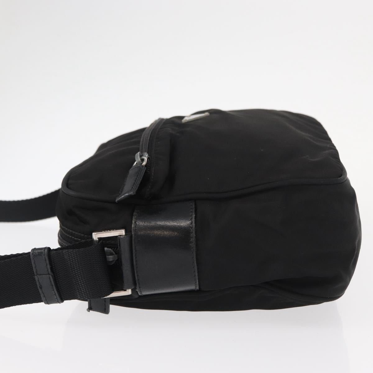 PRADA Shoulder Bag Nylon Black Silver Auth tb1252