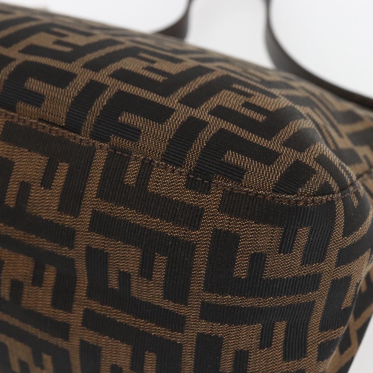 FENDI Zucca Canvas Mamma Baguette Shoulder Bag Black Brown Auth tb1254V