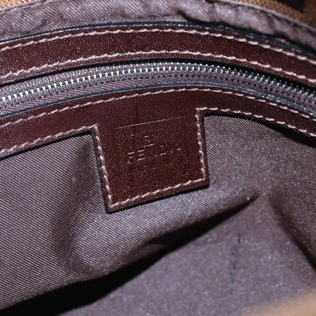 FENDI Zucca Canvas Mamma Baguette Shoulder Bag Black Brown Auth tb1254V