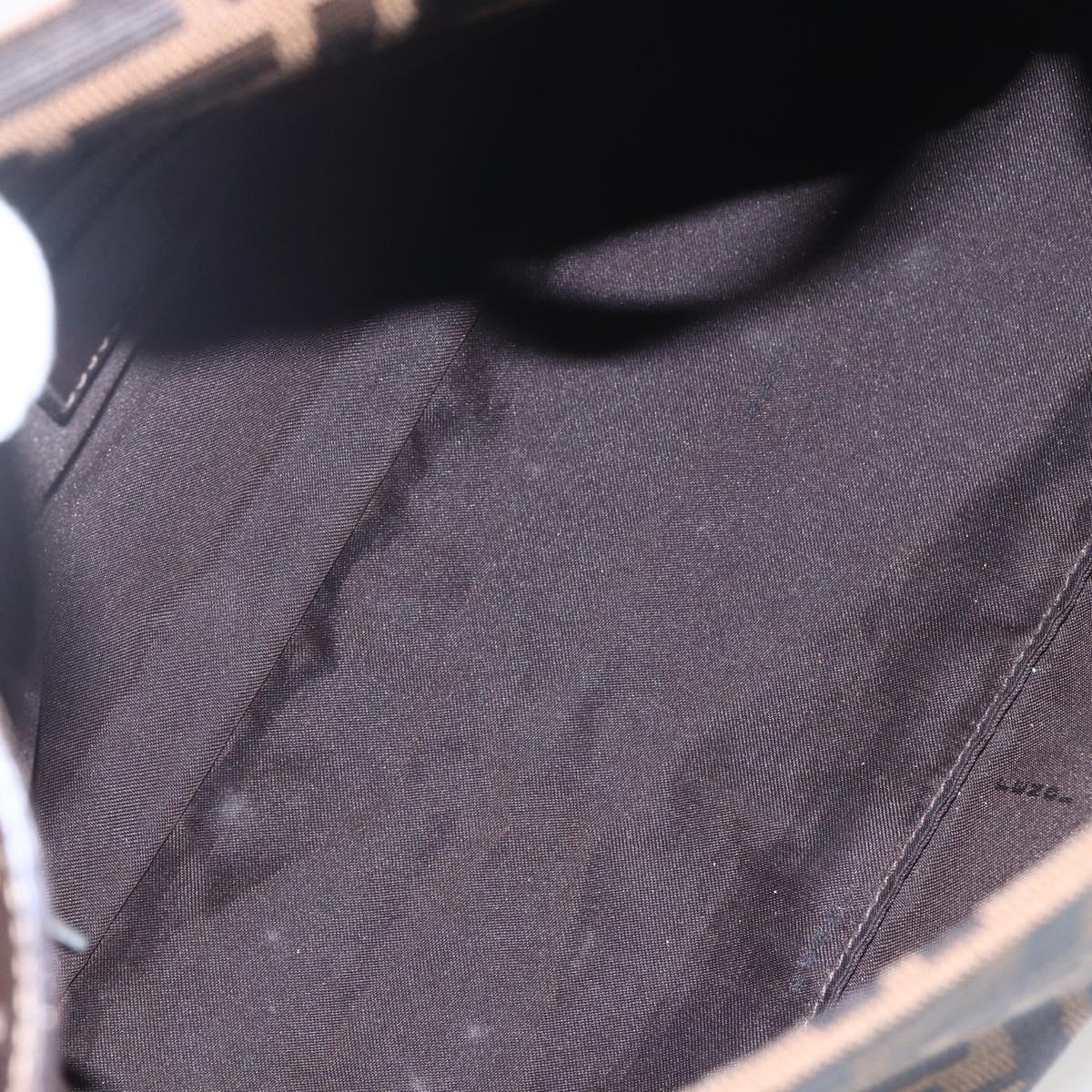 FENDI Zucca Canvas Mamma Baguette Shoulder Bag Black Brown Auth tb1254V