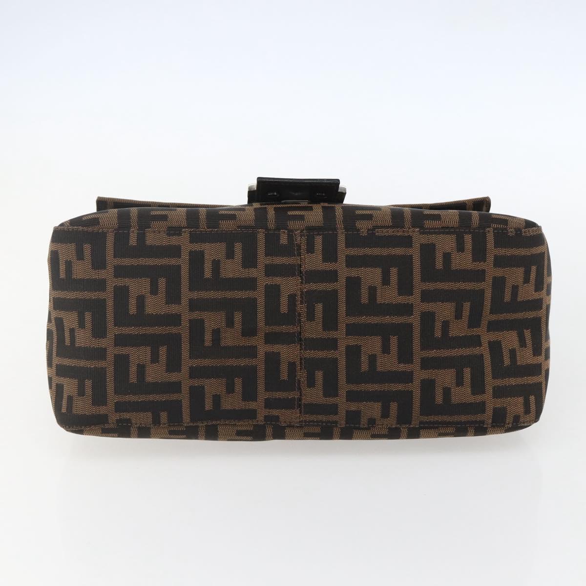 FENDI Zucca Canvas Mamma Baguette Shoulder Bag Black Brown Auth tb1254V