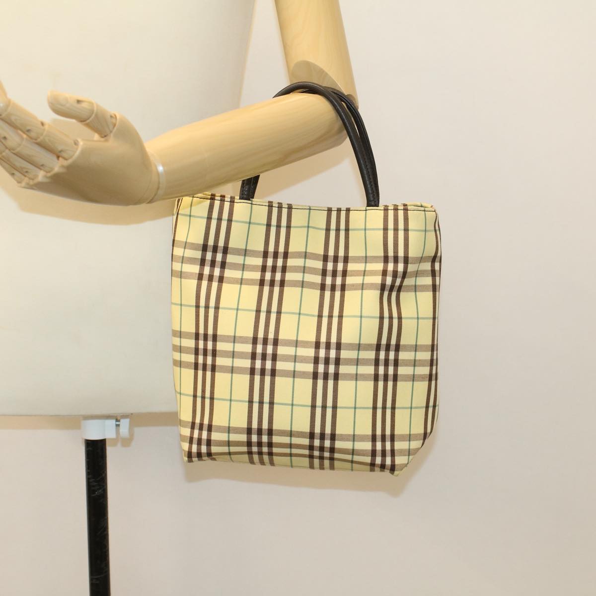 BURBERRY Nova Check Hand Bag Nylon Yellow Auth tb684