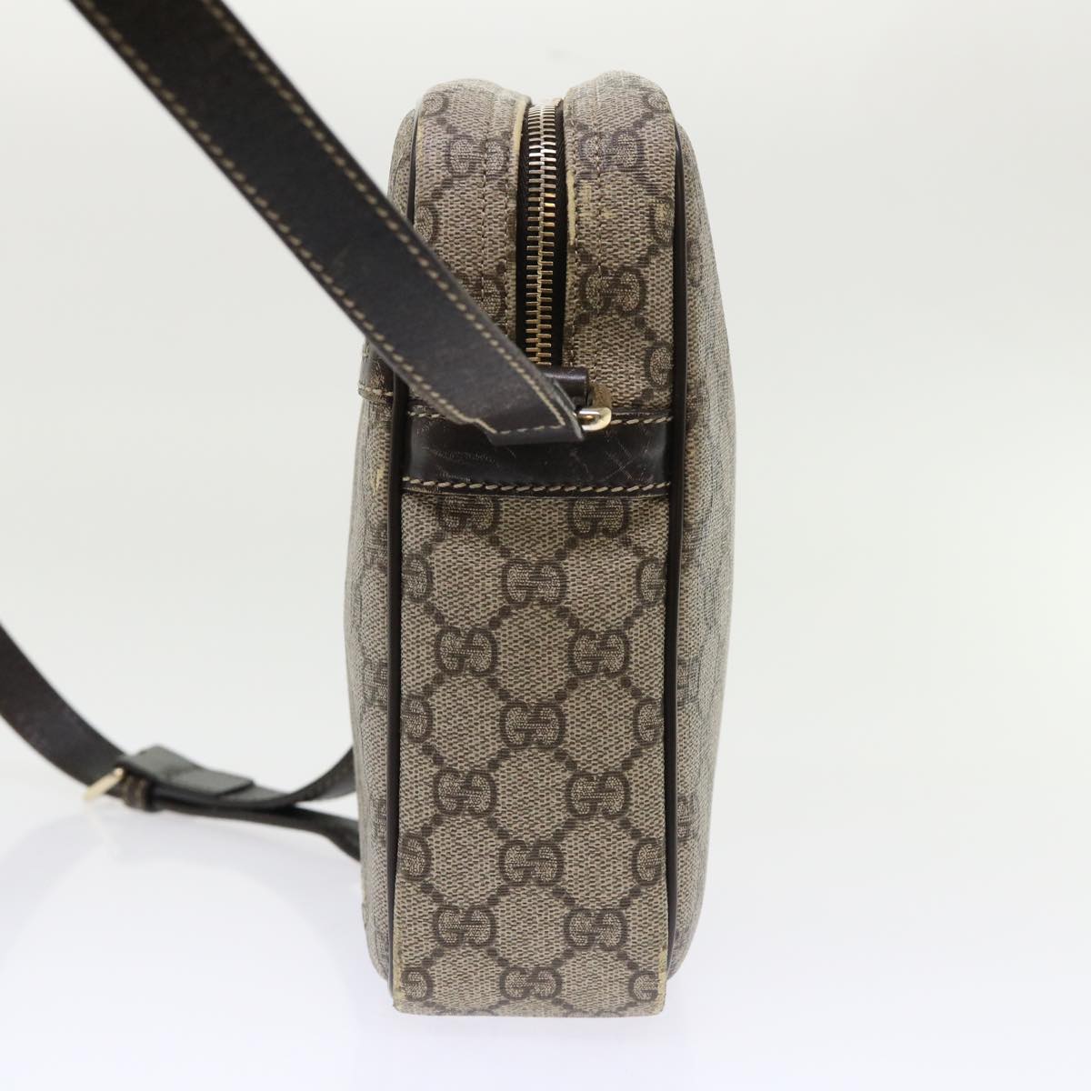 GUCCI GG Canvas Shoulder Bag PVC Leather Beige 233268 Auth tb745