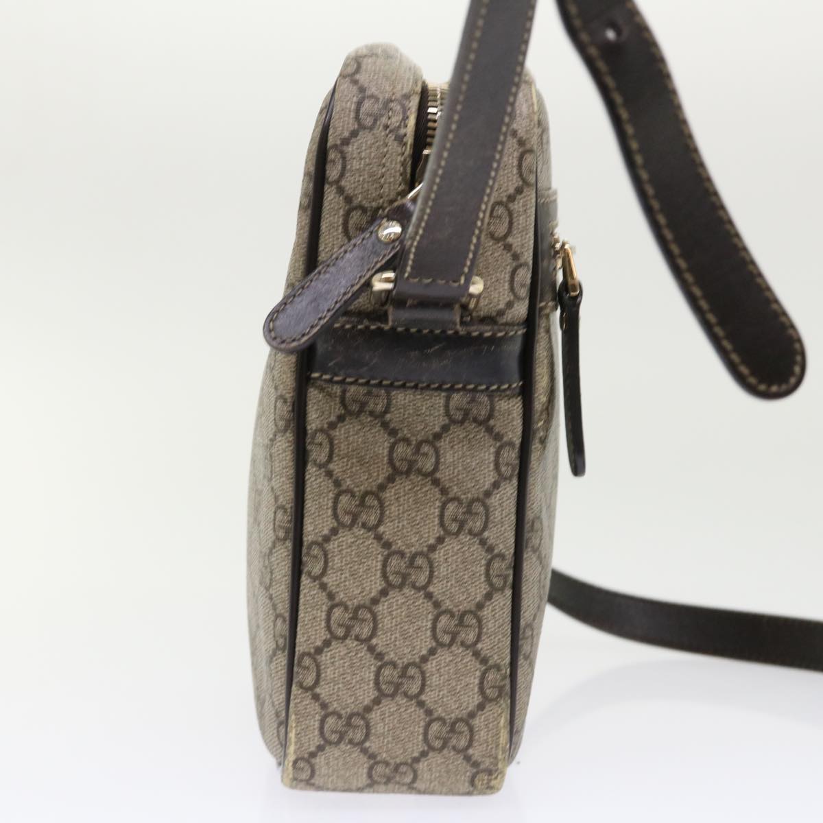 GUCCI GG Canvas Shoulder Bag PVC Leather Beige 233268 Auth tb745