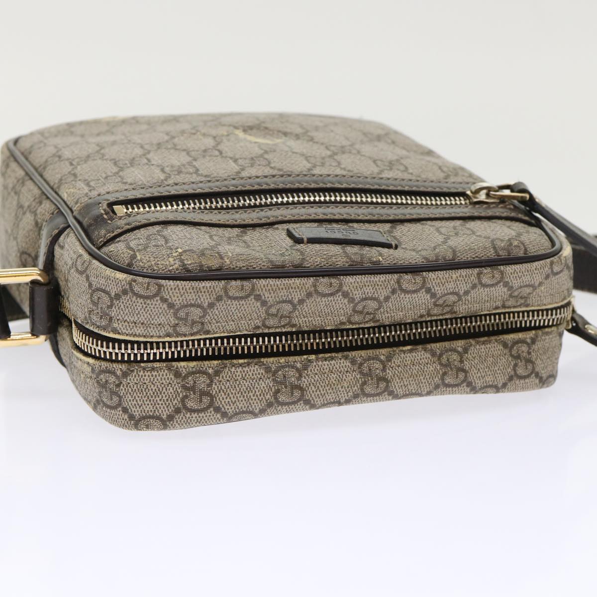 GUCCI GG Canvas Shoulder Bag PVC Leather Beige 233268 Auth tb745