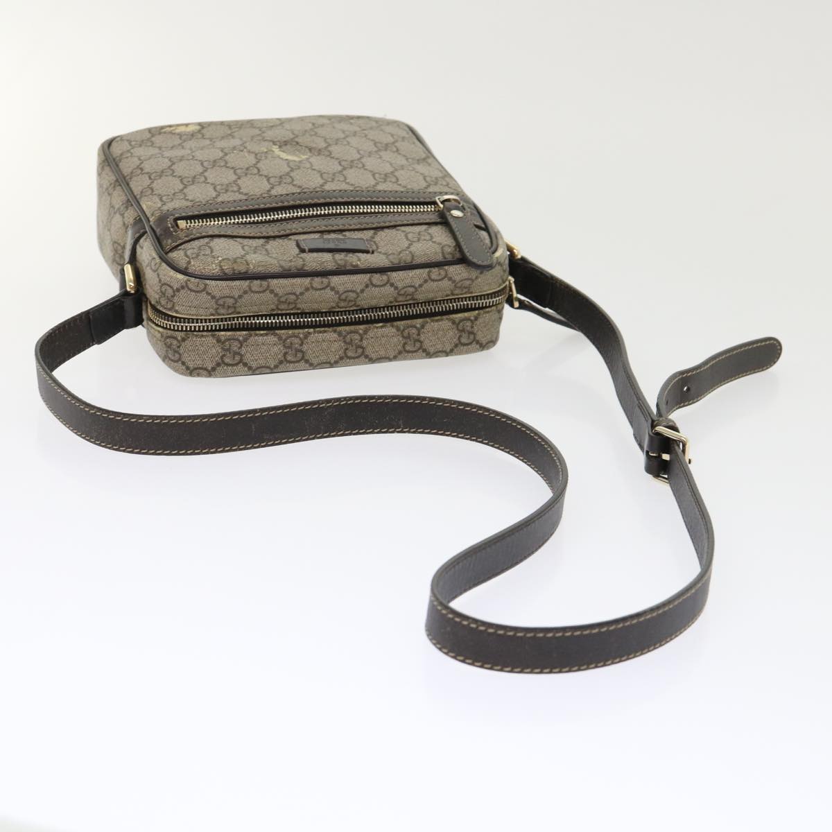 GUCCI GG Canvas Shoulder Bag PVC Leather Beige 233268 Auth tb745