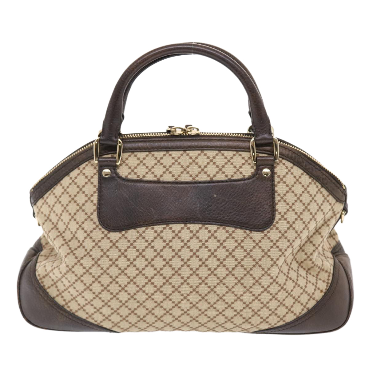 GUCCI Diamante Hand Bag Canvas Leather 2way Brown Beige 247286 Auth tb817