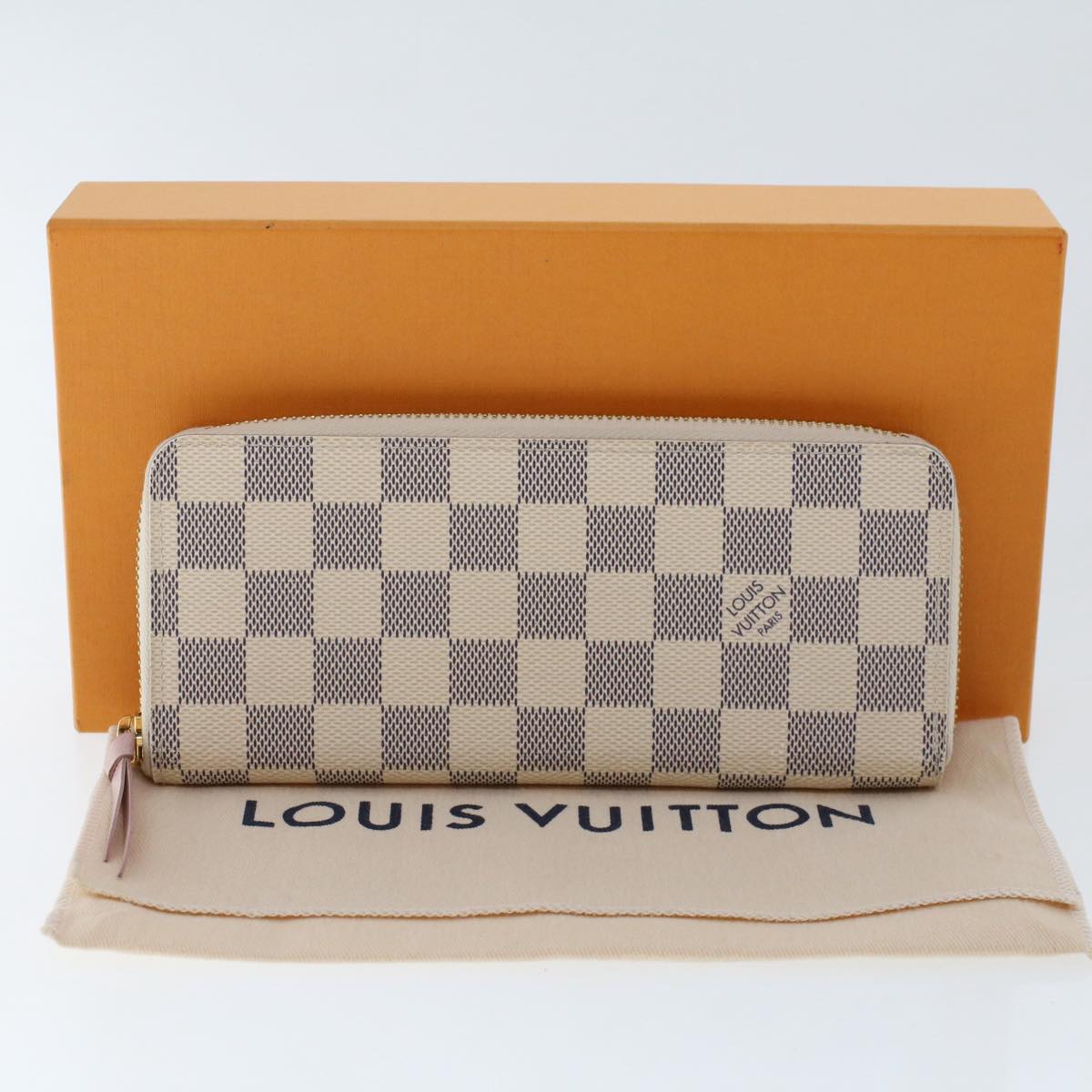 LOUIS VUITTON Damier Azur Portefeuille Clemence Long Wallet N60252 LV Auth tb853