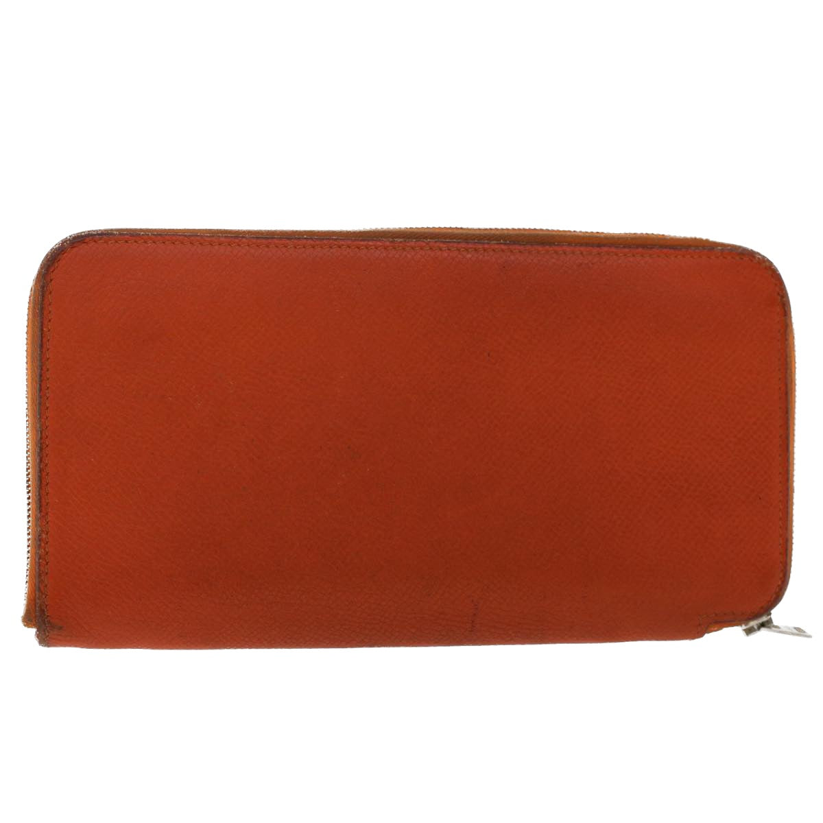 HERMES Azap Wallet Leather Orange Auth tb854