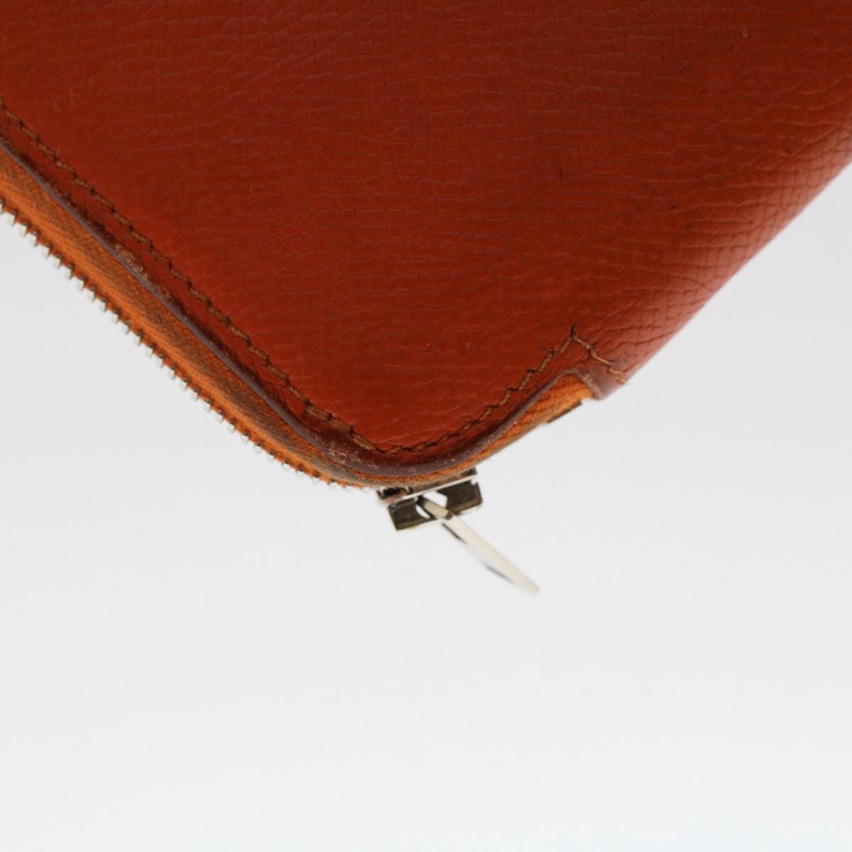 HERMES Azap Wallet Leather Orange Auth tb854