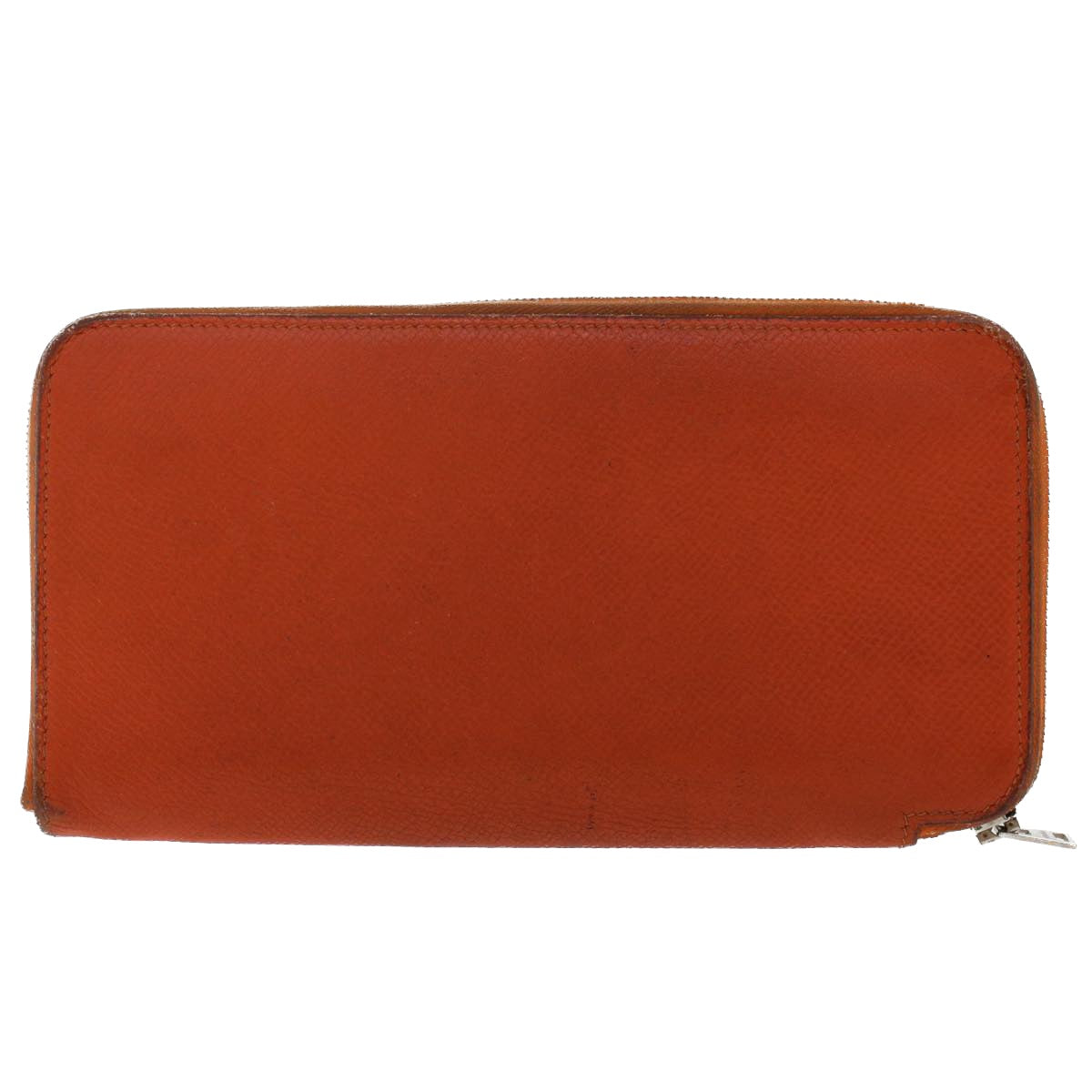 HERMES Azap Wallet Leather Orange Auth tb854