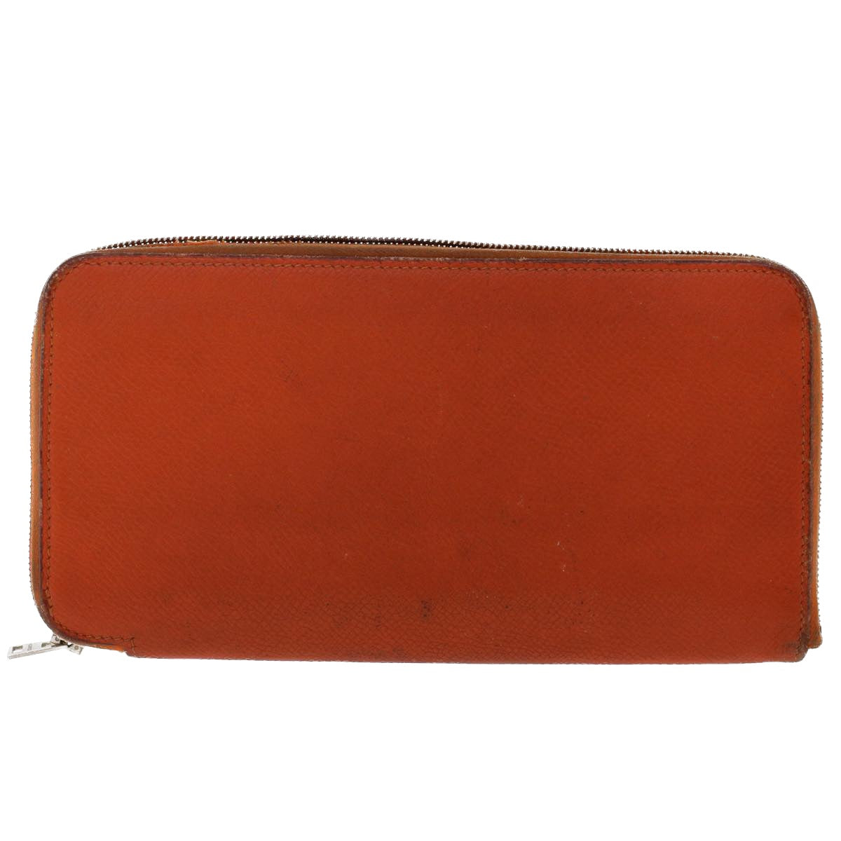 HERMES Azap Wallet Leather Orange Auth tb854