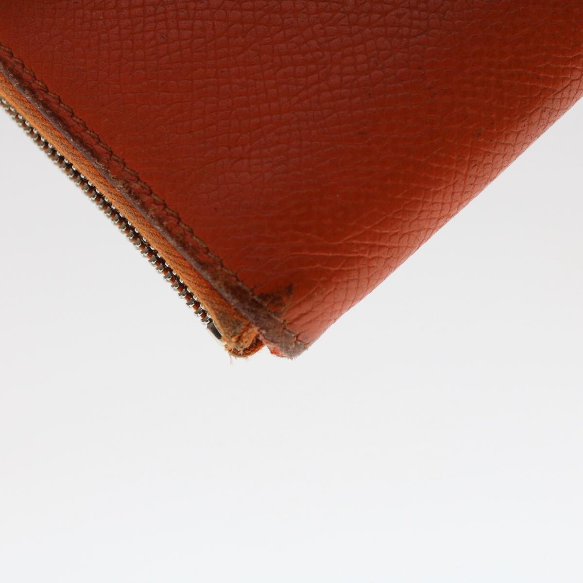 HERMES Azap Wallet Leather Orange Auth tb854