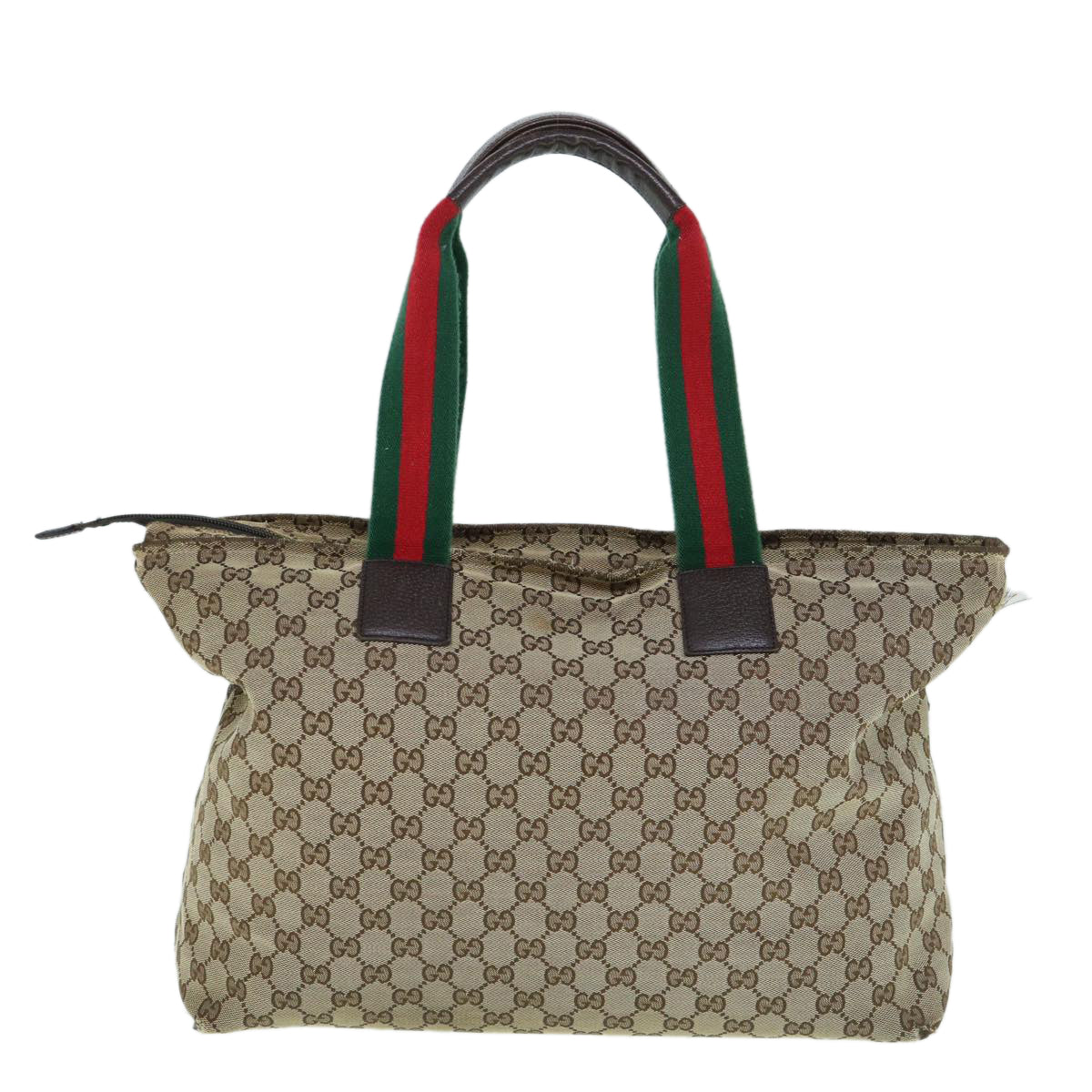 GUCCI GG Canvas Web Sherry Line Mothers Bag Tote Bag Beige Red 155524 Auth tb937