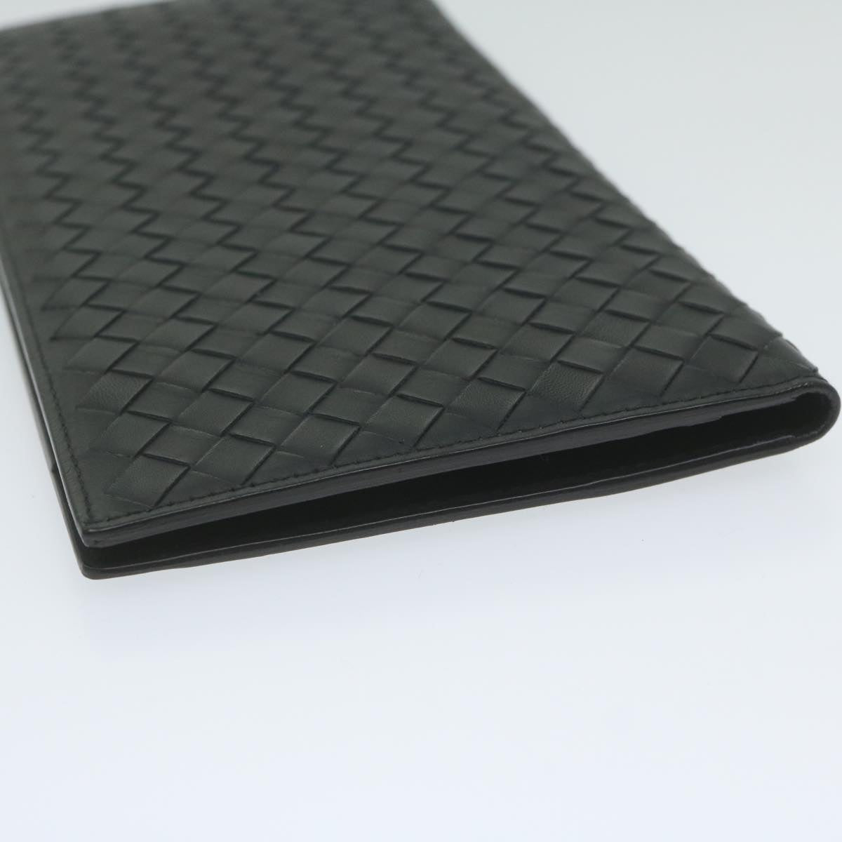 BOTTEGAVENETA INTRECCIATO Long Wallet Leather Black Auth tb990