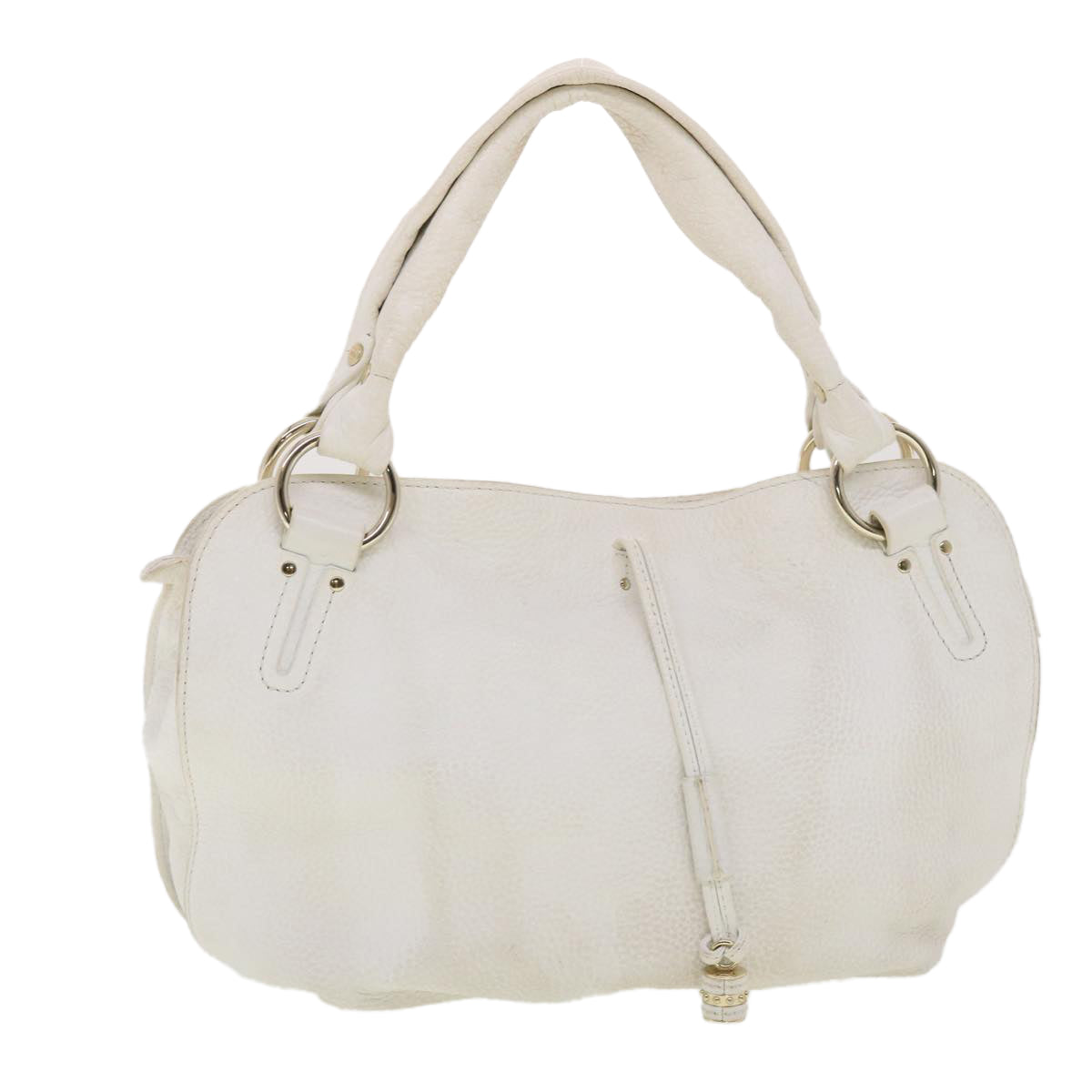 CELINE Shoulder Bag Leather White PP-SA-1027 Auth th3524