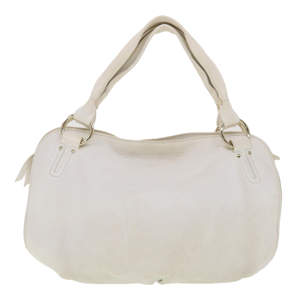 CELINE Shoulder Bag Leather White PP-SA-1027 Auth th3524