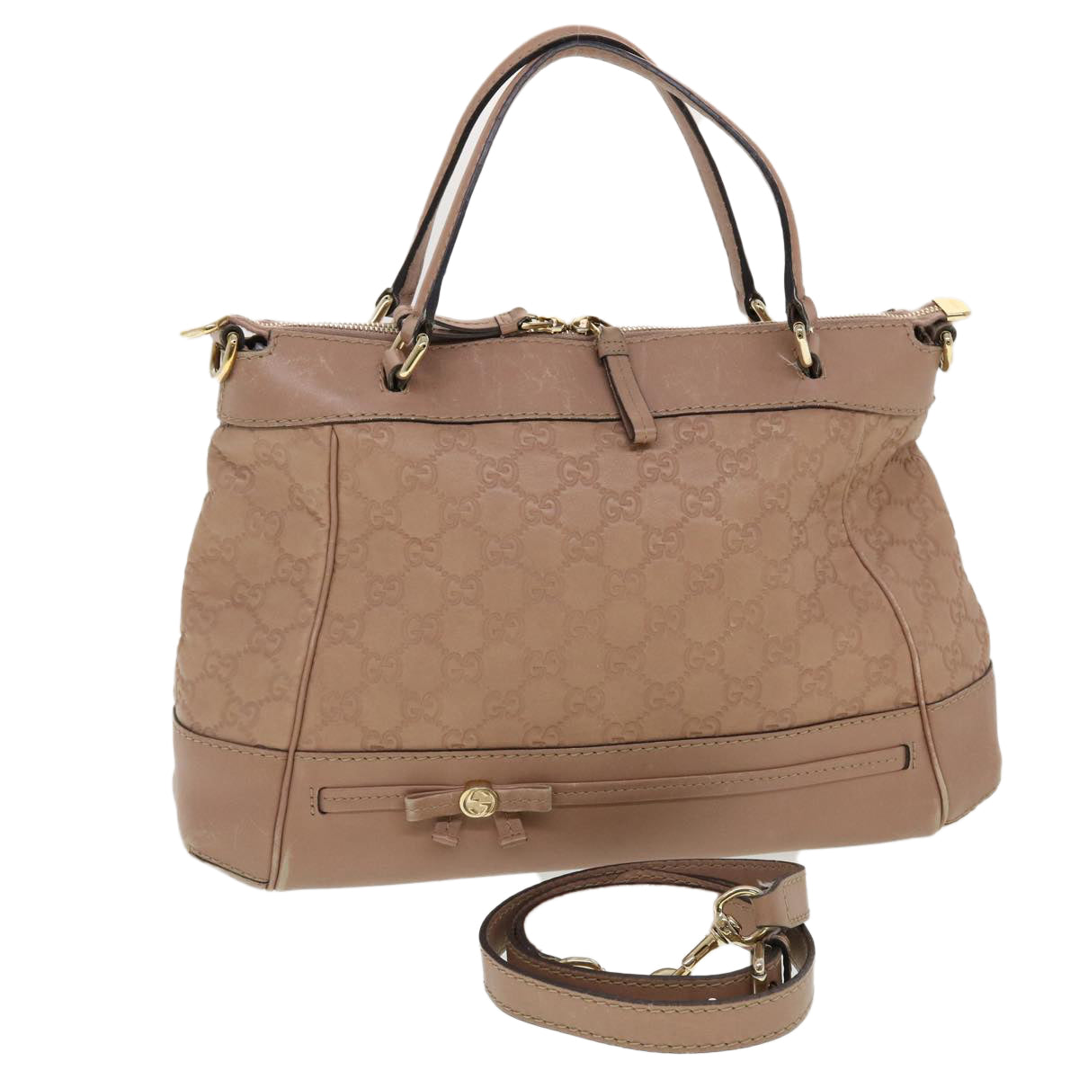 GUCCI GG Canvas Guccissima Hand Bag 2way Shoulder Bag Beige 269894 Auth th3730