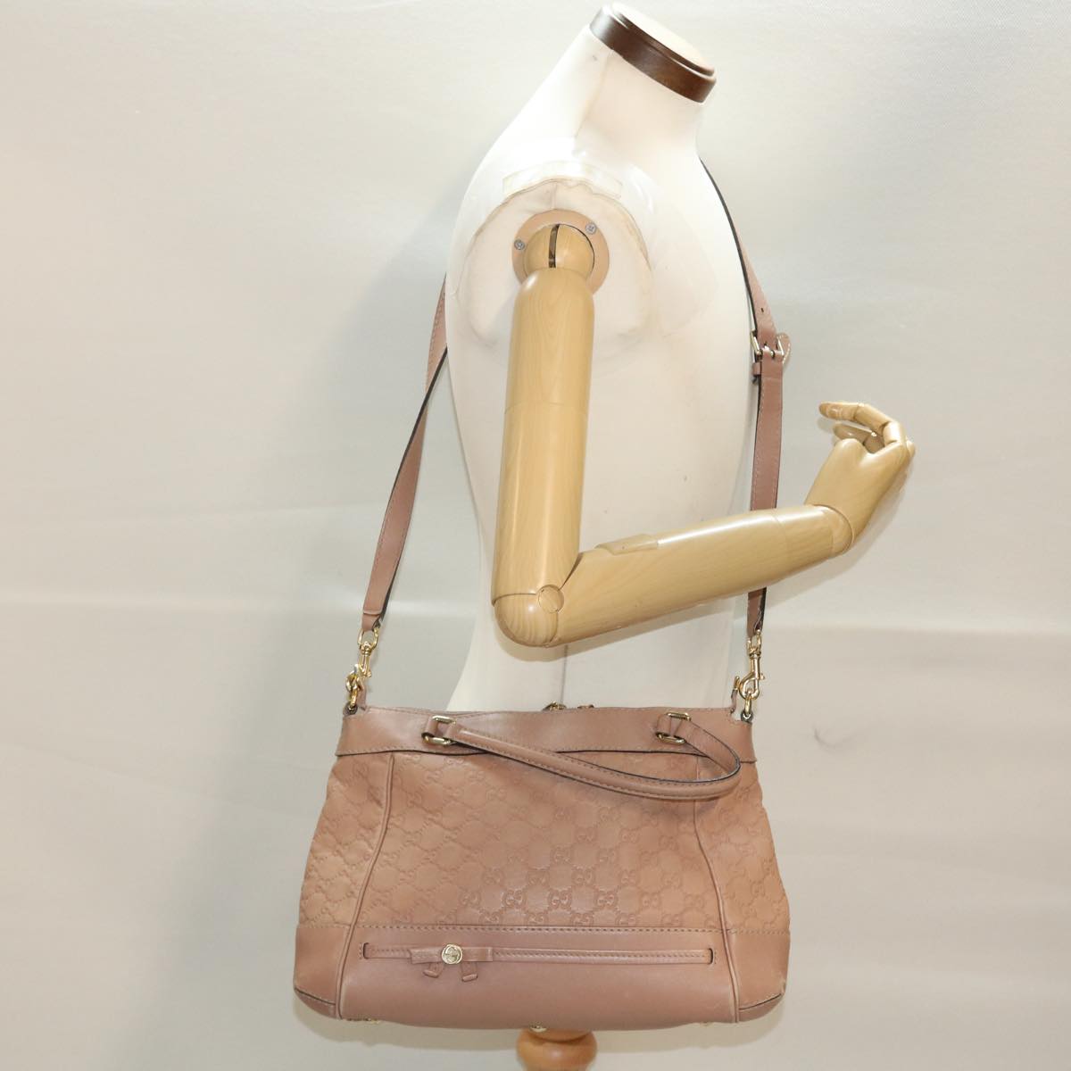 GUCCI GG Canvas Guccissima Hand Bag 2way Shoulder Bag Beige 269894 Auth th3730