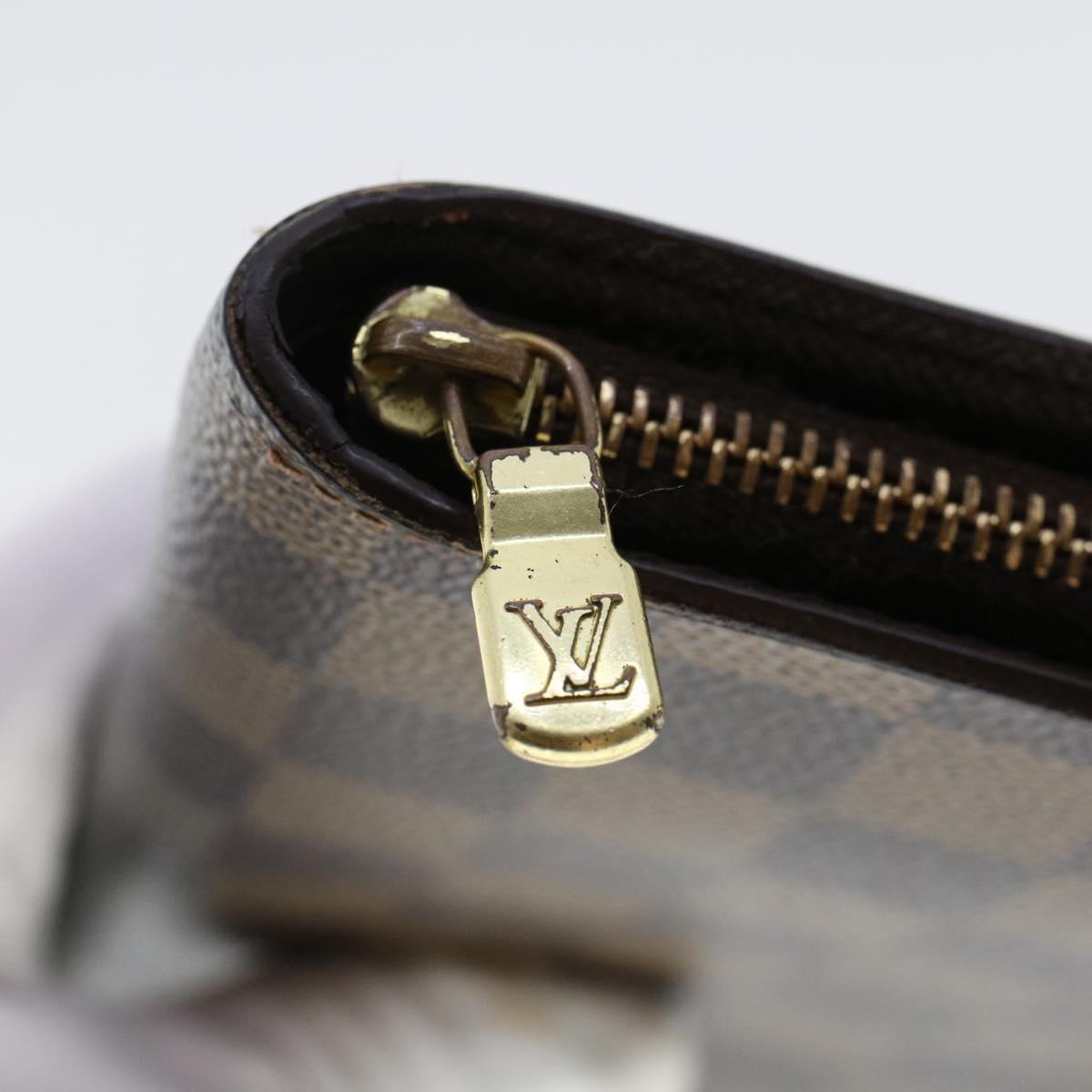 LOUIS VUITTON Damier Ebene Porte Monnaie Zip Long Wallet N61728 LV Auth th3795