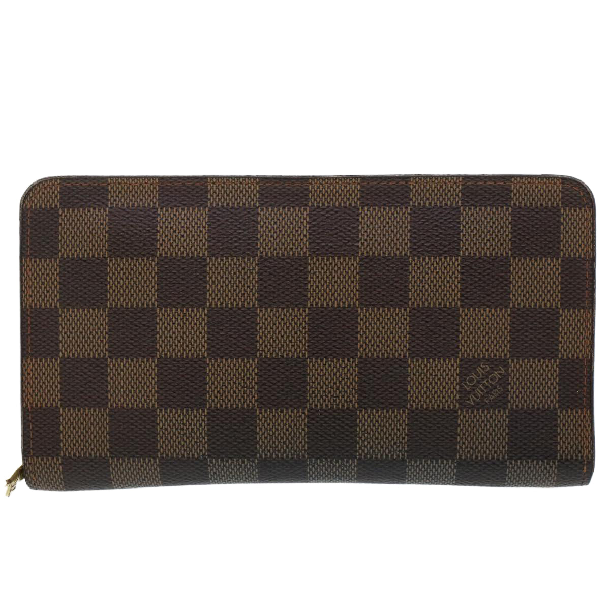 LOUIS VUITTON Damier Ebene Porte Monnaie Zip Long Wallet N61728 LV Auth th3795