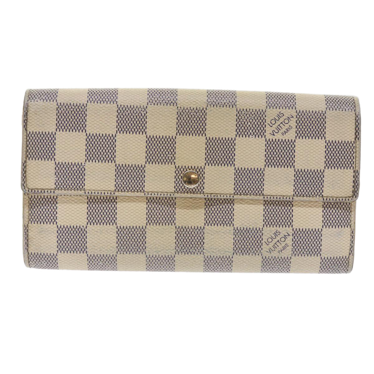 LOUIS VUITTON Damier Azur Portefeuille Sarah Long Wallet N63208 LV Auth th3815