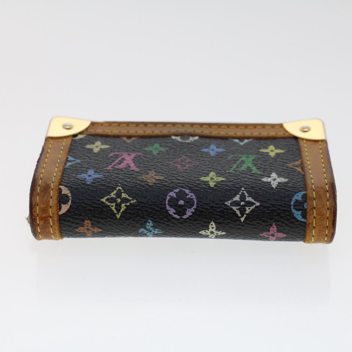 LOUIS VUITTON Multicolor Porte Monnaie Plat Coin Purse Black M92656 Auth th3875