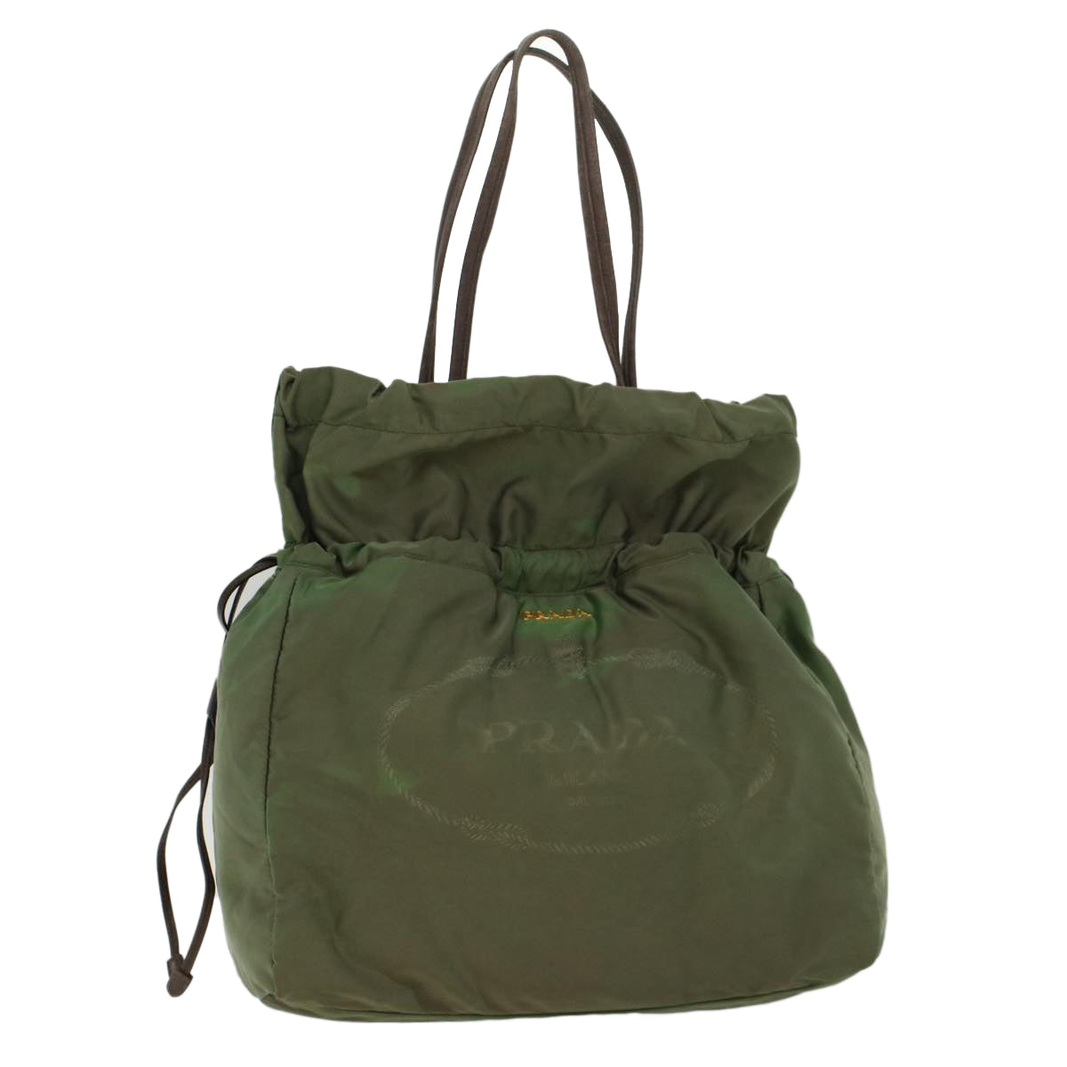 PRADA Tote Bag Nylon Khaki Auth th3978