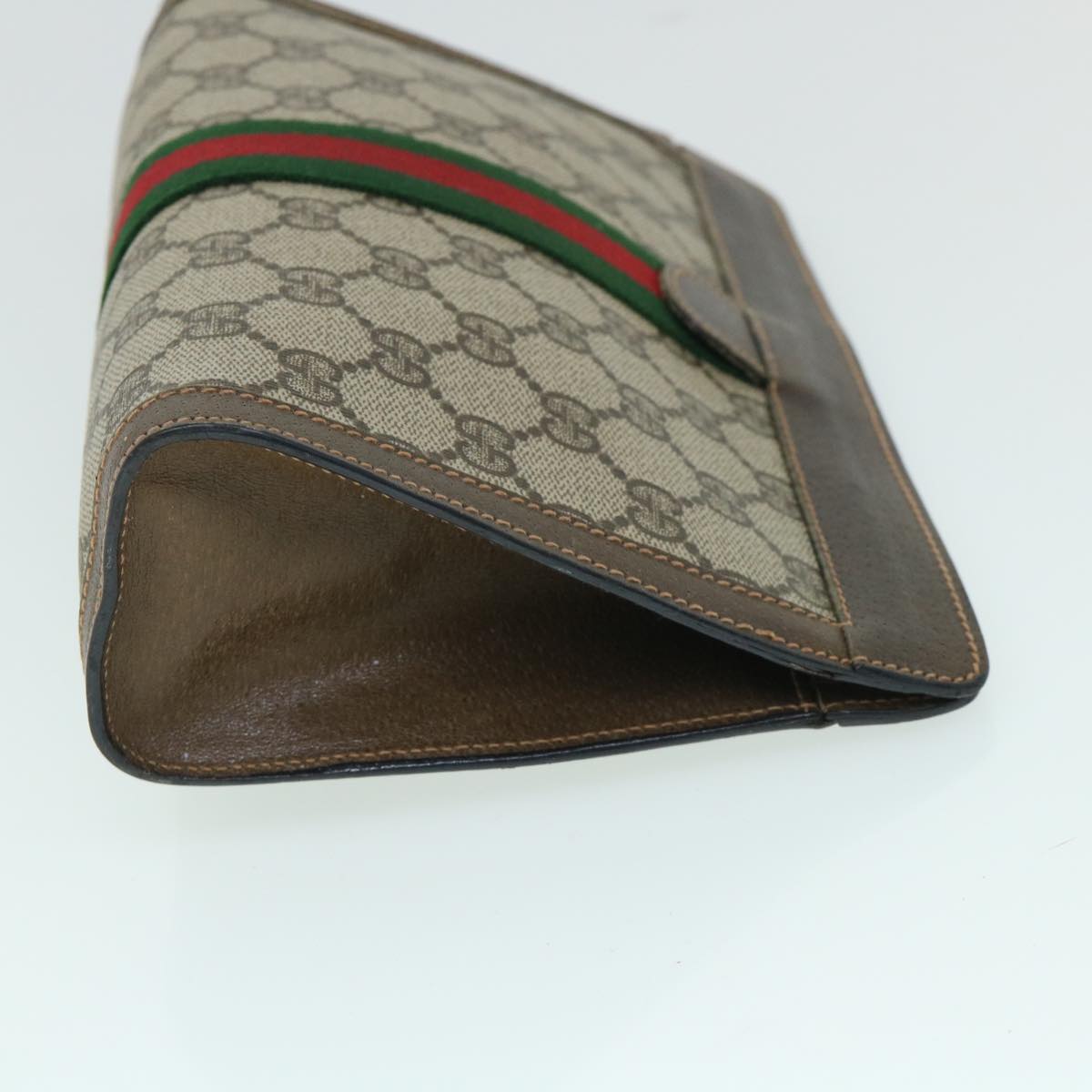 GUCCI GG Canvas Web Sherry Line Clutch Bag Beige Red Green 89 01 001 Auth th3990