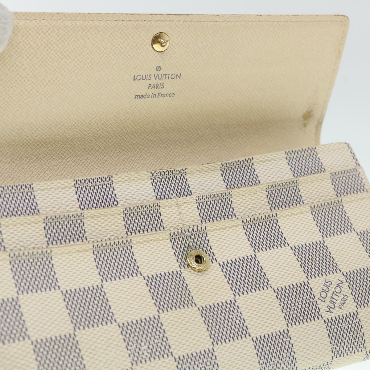 LOUIS VUITTON Damier Azur Portefeuille Sarah Long Wallet N63208 LV Auth th4009